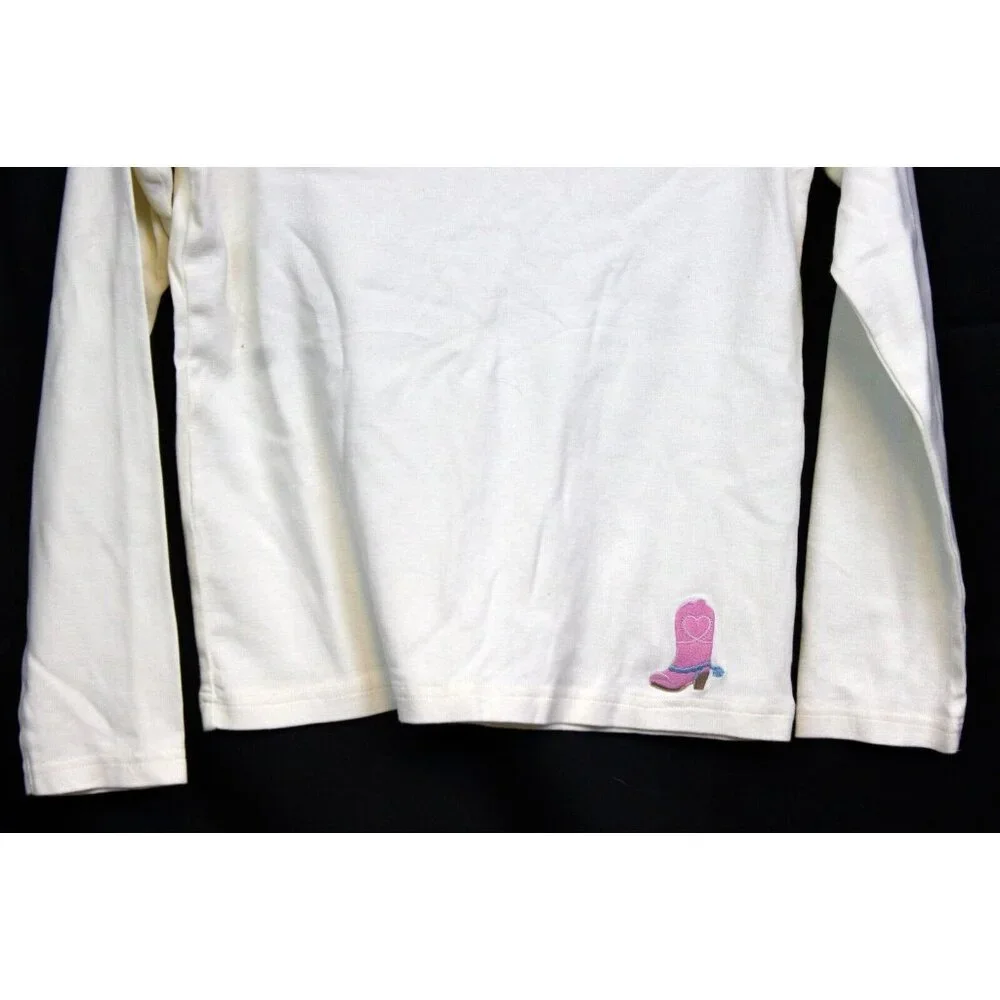 2006 Gymboree Park City Luxe White Ruffle Neck Cowgirl Boot Shirt sz 12 NWT Cute